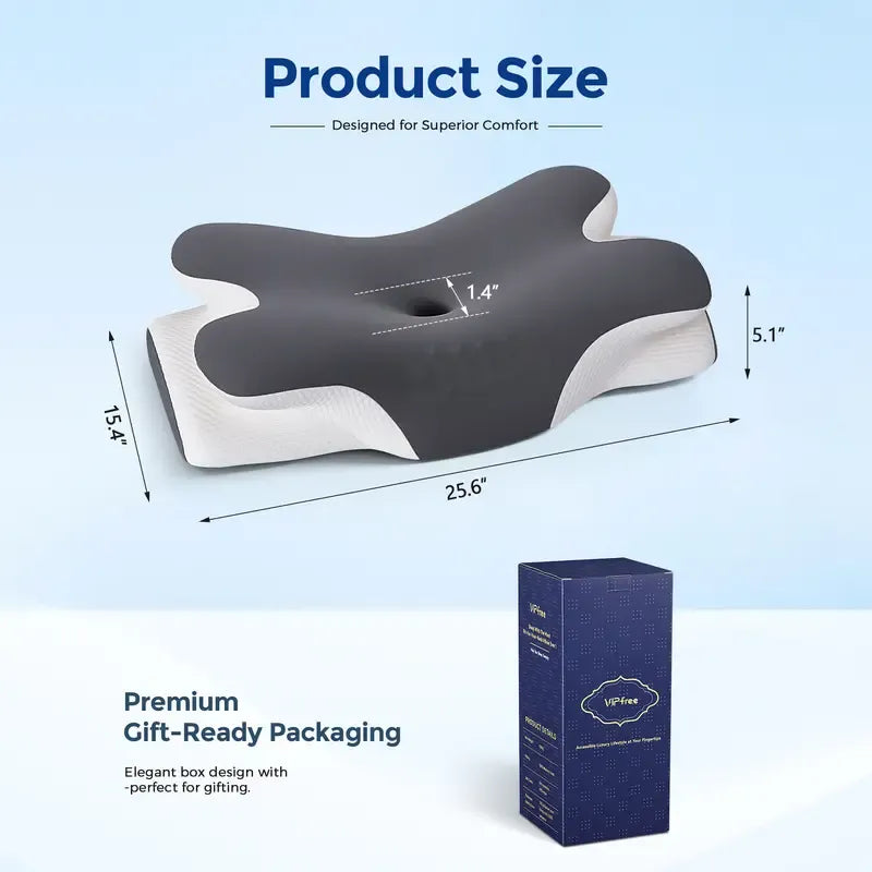 Cooling Memory Foam Cervical Neck Pillow, Adjustable Ergonomic Neck Support Pillow for Sleeping, Travel & Office