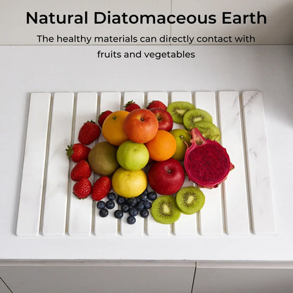 Large Diatomaceous Earth Stone Dish Drying Mat, 24" × 16" Super Absorbent Kitchen Counter Mat, Heat Resistant White Marble Drying Pad for Tableware, Eco-Friendly Stone Mat for Dishes, Coasters & Stainless Steel Kitchenware