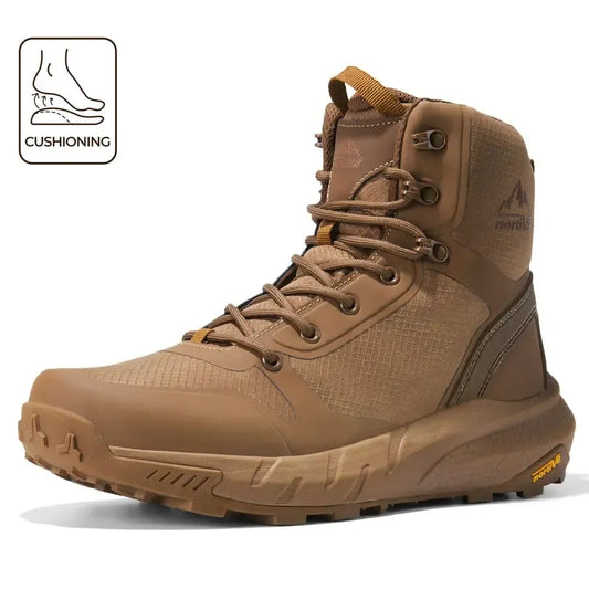 【Fall Deals】 Metrostrike Men's 8-in Closed Design Plain Nylon Cloth Round Toe Laced Tactical Walking Shoes, Lightweight Shock-Absorbing Comfort, Side Zipper Mesh Hiking Work Safety Footwear for Workers - Father's Day Gift,outdoorfun