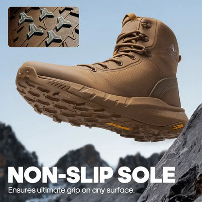 【Fall Deals】 Metrostrike Men's 8-in Closed Design Plain Nylon Cloth Round Toe Laced Tactical Walking Shoes, Lightweight Shock-Absorbing Comfort, Side Zipper Mesh Hiking Work Safety Footwear for Workers - Father's Day Gift,outdoorfun