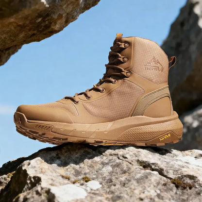【Fall Deals】 Metrostrike Men's 8-in Closed Design Plain Nylon Cloth Round Toe Laced Tactical Walking Shoes, Lightweight Shock-Absorbing Comfort, Side Zipper Mesh Hiking Work Safety Footwear for Workers - Father's Day Gift,outdoorfun