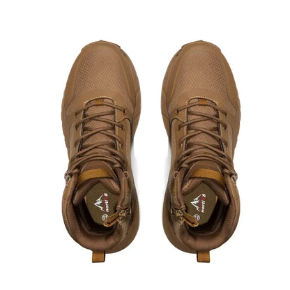 【Fall Deals】 Metrostrike Men's 8-in Closed Design Plain Nylon Cloth Round Toe Laced Tactical Walking Shoes, Lightweight Shock-Absorbing Comfort, Side Zipper Mesh Hiking Work Safety Footwear for Workers - Father's Day Gift,outdoorfun