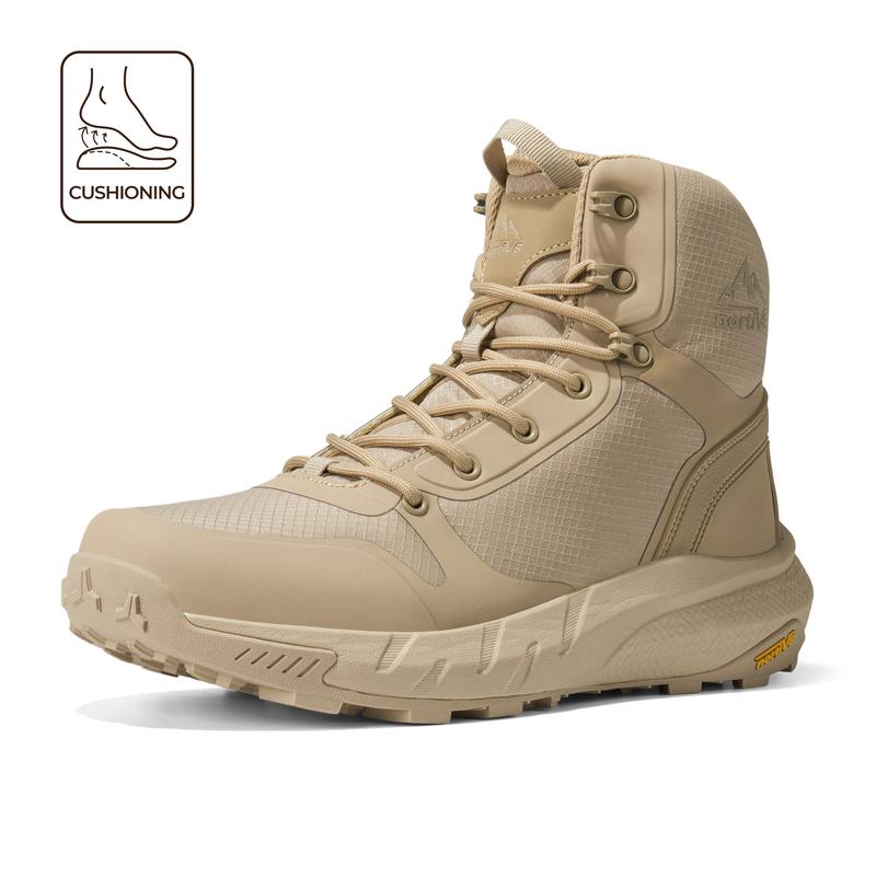 【Fall Deals】 Metrostrike Men's 8-in Closed Design Plain Nylon Cloth Round Toe Laced Tactical Walking Shoes, Lightweight Shock-Absorbing Comfort, Side Zipper Mesh Hiking Work Safety Footwear for Workers - Father's Day Gift,outdoorfun