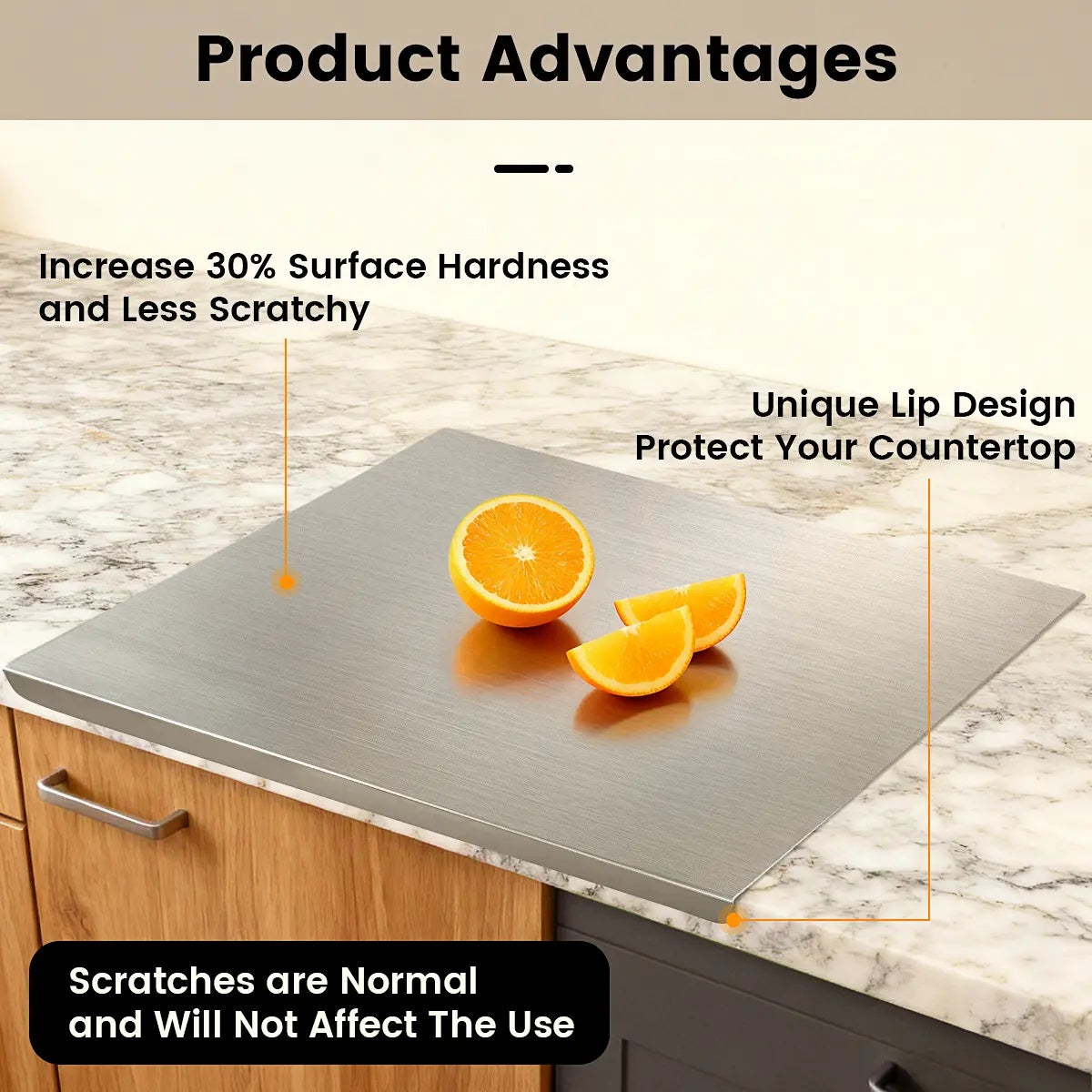 Stainless Steel Cutting Board, Non-Slip Kitchen Chopping Board, Heavy Duty Kitchen Accessory, Household Food Prep Gadget for Home Kitchen